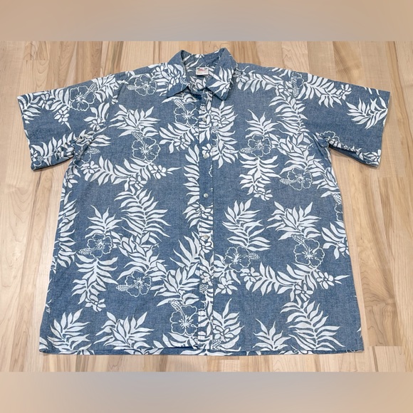 Navy floral Hawaiian button down shirt... main image 0